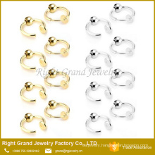 Silver gold Color Stainless Steel Fake Earring Piercing Rings